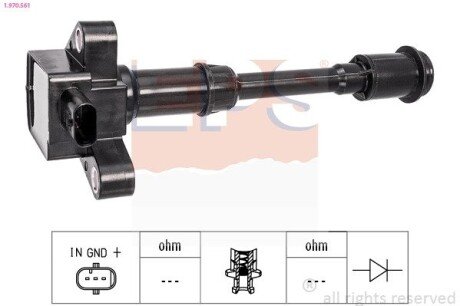 Котушка запалювання Ford C-Max II 1.6 EcoBoost 10- /Fiesta 1.6 ST 13- /Focus III 1.6 EcoBoost 10- /Kuga 13- /Mondeo IV 10- /Volvo S60/V60 1.6 10- eps 1.970.561