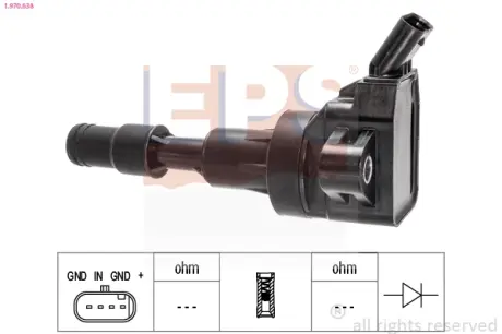 Котушка запалювання Hyundai Kona 1.0T-GDI 17-/i20 1.0T-GDI 15-/i30 1.0T-GDI 16-/Kia Ceed 1.0T-GDI 15-/Picanto 1.0T-GDI 17- EPS 1970638