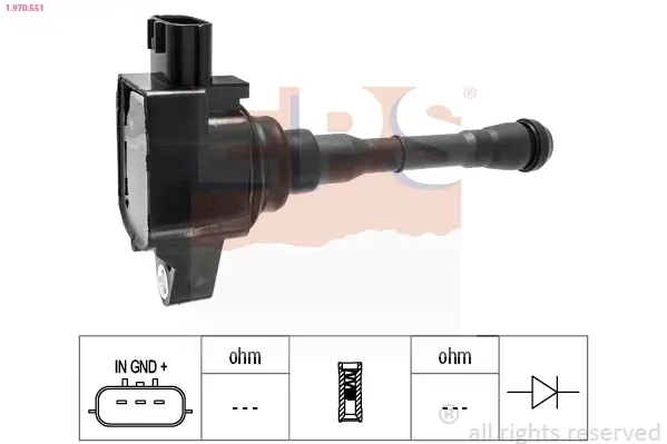 Котушка запалювання Nissan Juke 1.6 10-/Qashqai 1.6/2.0 14-/X-Trail 1.6/2.0 14-/Renault Clio IV 1.6 13-/Megane IV 1.6/1.8 15- EPS 1970551