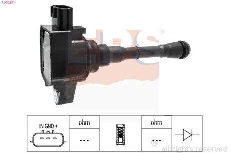 Котушка запалювання Nissan Juke 1.6 10-/Qashqai 1.6/2.0 14-/X-Trail 1.6/2.0 14-/Renault Clio IV 1.6 13-/Megane IV 1.6/1.8 15- eps 1.970.551 на Рено Latitude