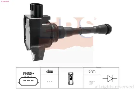Котушка запалювання Nissan Juke 1.6 10-/Qashqai 1.6/2.0 14-/X-Trail 1.6/2.0 14-/Renault Clio IV 1.6 13-/Megane IV 1.6/1.8 15- EPS 1970551