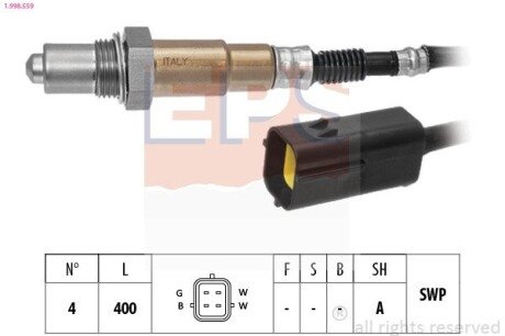 Лямбда-зонд (4-х конт.) 400 mm Chevrolet Aveo 1.2 05-/Lacetti 1.4/1.6/2.0 05-/Spark 1.0/1.2 10- eps 1.998.559 на Chevrolet Aveo т250