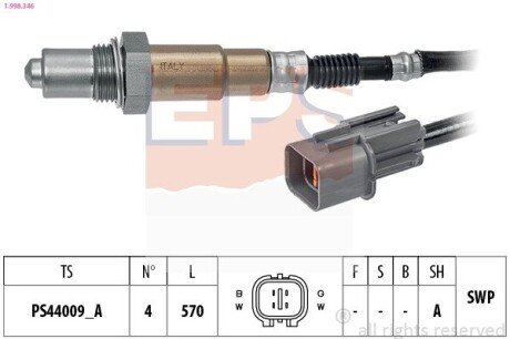 Лямбда-зонд (4-х конт.) Kia Ceed 1.6CVVT 12-/Soul 1.6 09- eps 1.998.346 на Киа Сид jd