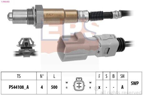 Лямбда-зонд (4 конт.) Toyota CH-R 1.2/1.8 16-/Corolla 1.6/1.8 19-/Highlander 3.5 19-/Prius 1.8 15- eps 1.998.602 на Тойота Приус