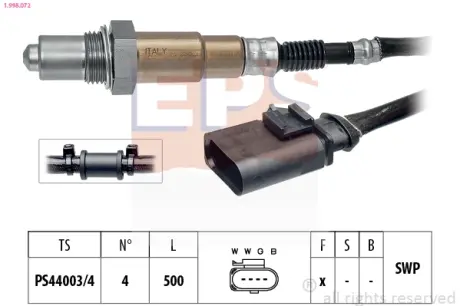 Лямбда -зонд (до каталізатора) Audi A3 1.6 03-13/Skoda Fabia 1.2 03-14/VW Caddy 1.4/1.6 04-15 EPS 1998072