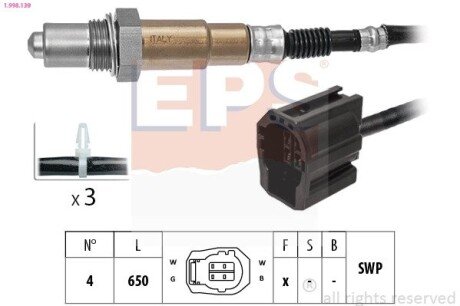 Лямбда зонд (L 650mm, 4 полюси) Mazda 3 (BK) 1.3/1.6 03-09 eps 1.998.139