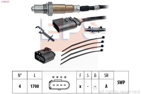 Лямбда-зонд MB A (W168), C (CL203), C T-MODEL (S203), C (W203), C (W204), CLK (C209), E (W211) VOLVO S60 I, V40, V50, XC90 I AUDI A3 0.8-6.0ALK 01.88- EPS 1998251