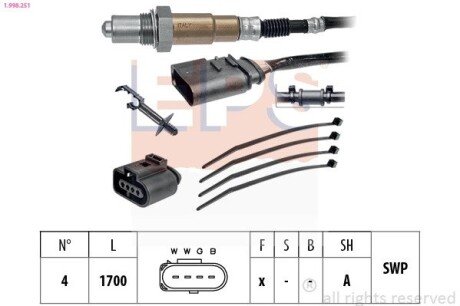 Лямбда-зонд MB A (W168), C (CL203), C T-MODEL (S203), C (W203), C (W204), CLK (C209), E (W211) VOLVO S60 I, V40, V50, XC90 I AUDI A3 0.8-6.0ALK 01.88- eps 1998251 на Шкода Октавия тур