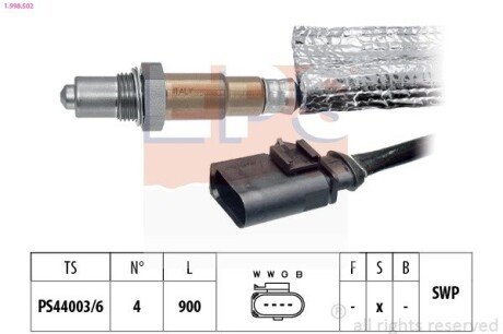 Лямбда-зонд VAG 1.4TSi 15- eps 1.998.502 на Шкода Octavia A8