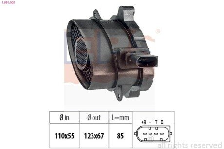 Розходомiр повiтря Bmw E46/60/61/65/66 01- eps 1991005