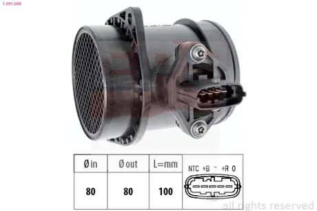 Розходомір повітря Volvo S60/S80/V70 2.0 T/2.4 D EPS 1.991.088