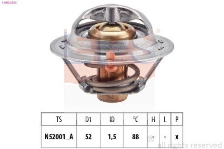 Термостат 88°C Honda Civic I Kia Sephia, Shuma, Shuma II Mazda 121 I, 121 II, 323 C V, 323 F V, 323 F VI, 323 II 1.1-3.0 05.80-12.07 eps 1.880.266S на Киа Retona