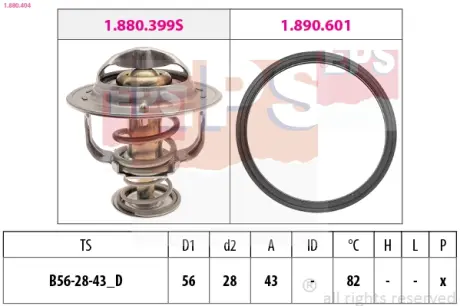 Термостат Lexus GS/LS 4.0 RX 3.0 97- Mitsubishi Galant/Grandis/OutlanderToyota Avensis/Corolla/Camry 00- EPS 1880404