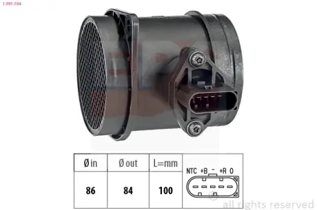 Витратомір повітря Audi A3 (8P) 3.2 V6 quattro 03-09/ VW Golf V R32 (1K) 3.2 V6 4motion 06-08 EPS 1991194