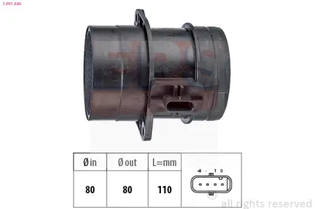 Витратомір повітря Audi A4/A6/Q3/Q5/VW Caddy/Crafter/Golf/T5 2.0TDI 05- EPS 1.991.446