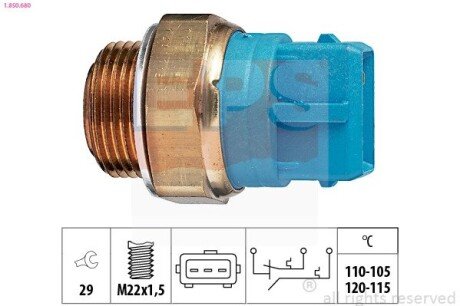 Вмикач вентил. Opel Vectra 1,6-2,6 95- (110-105°C120-11 eps 1.850.680 на Опель Вектра б