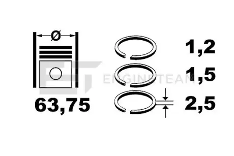 Поршневые кольца ET ENGINETEAM R1000625