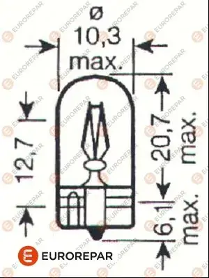 8539293090 E:ЛАМПА 12V-W5W EUROREPAR 1616431580