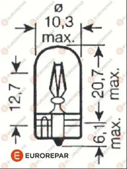 8539293090 E:ЛАМПА 12V-W5W EUROREPAR 1616431580