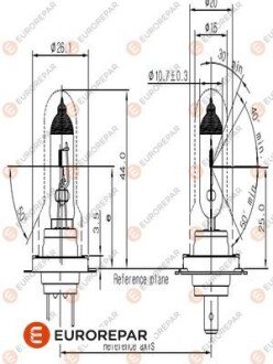 8539293090 E:ЛАМПА H7 12V-55W eurorepar 1616431480 на Мерседес R-Class w251