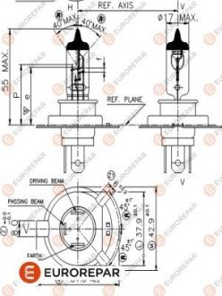 Автолампочка H4 12V-60/55W eurorepar 1616431180 на Мерседес T1