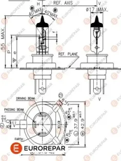 Автолампочка H4 12V-60/55W EUROREPAR 1616431180 Rover
