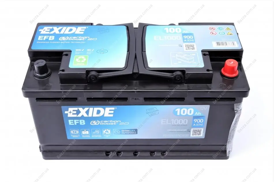 Аккумулятор 100Ah-12v EFB (353х175х190),R,EN900 Exide EL1000 (фото 1)