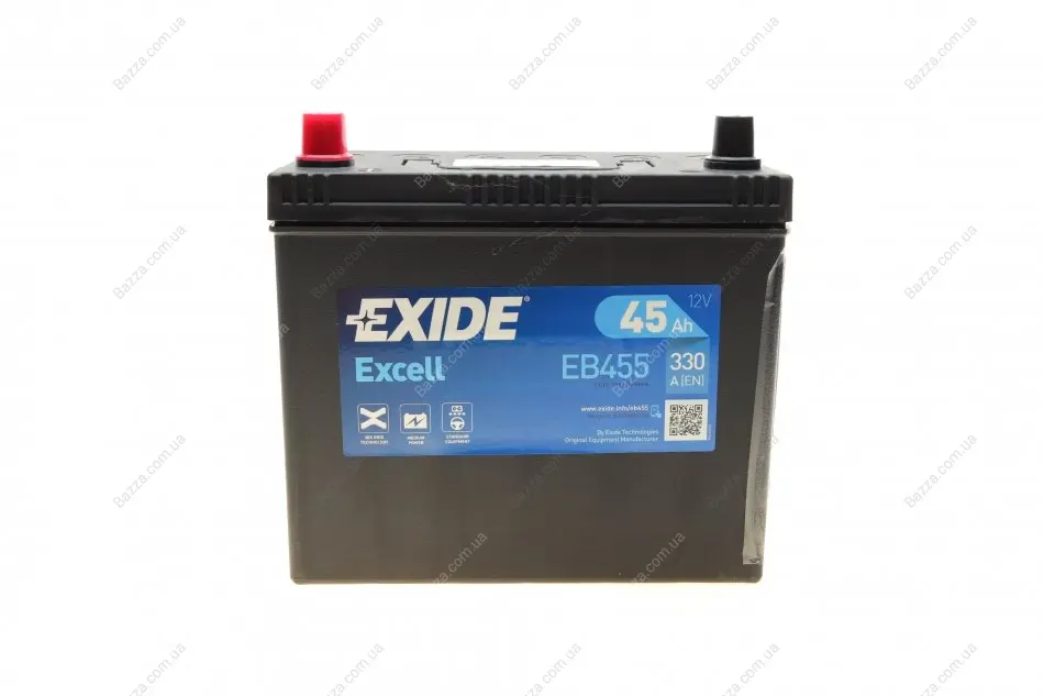 Аккумулятор 45Ah-12v EXCELL(234х127х220),L,EN330 Азия Exide EB455 (фото 1)