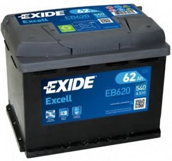 Аккумулятор 62Ah-12v EXCELL(242х175х190),R,EN540 exide EB620