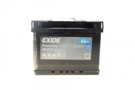 Аккумулятор 64Ah-12v PREMIUM(242х175х190),R,EN640 Exide EA640