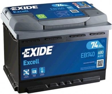 Аккумулятор 74Ah-12v EXCELL(278х175х190),R,EN680 exide EB740