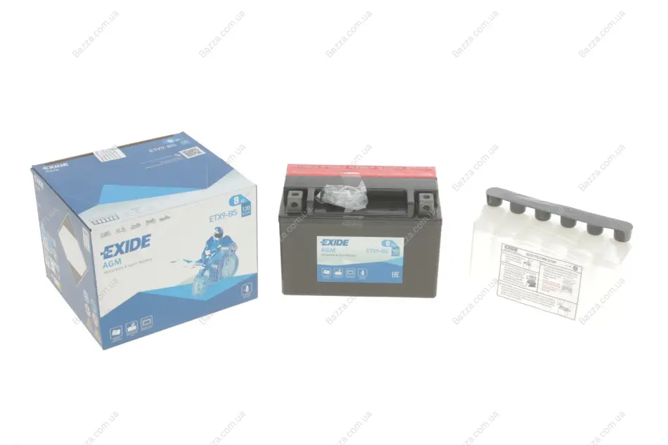 Аккумулятор 8Ah-12v AGM  YTX9-BS ст.код (150х87х105) L, EN120 exide ETX9-BS