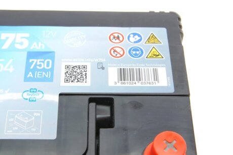 Аккумулятор (акб) 75ah (ампер) exide EL754