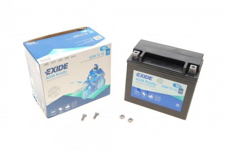 Аккумулятор залитый и заряженный AGM 10Ah 150A exide AGM12-10