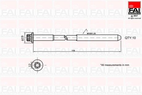 К-кт болтів ГБЦ Fiat Punto 1.3D Multijet 09-/Opel Astra H/J 1.3CDTi 10- fa1 (fischer automotive one) B1321 на Сузуки Вагон р