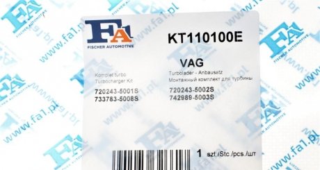 Монтажные комплекты для турбокомпрессоров fa1 (fischer automotive one) KT110100E