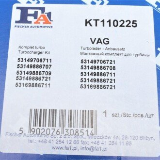 Монтажные комплекты для турбокомпрессоров fa1 (fischer automotive one) KT110225