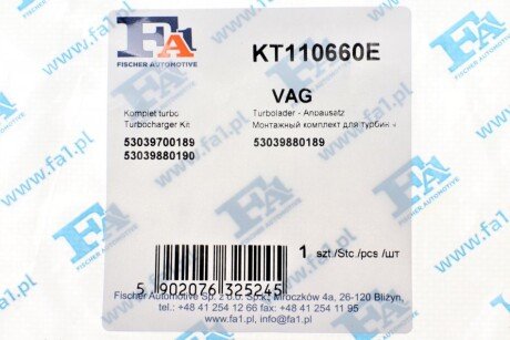 Монтажные комплекты для турбокомпрессоров fa1 (fischer automotive one) KT110660E