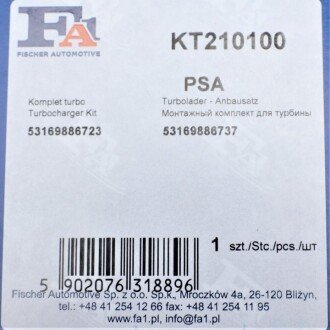 Монтажные комплекты для турбокомпрессоров fa1 (fischer automotive one) KT210100
