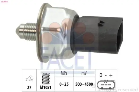 Датчик тиску палива BMW 1/2/3/4/5/6/7/X1-6 1.5-6.0 05-21 facet 250055