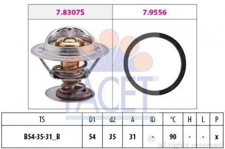 1 880 307 Термостат facet 7.8307 на Рено Лагуна 1