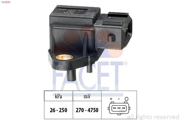 Датчик давления наддува (3 конт.) BMW 3(E36)/5(E34,E39)/7(E38) 2.5D 91-07 facet 103029