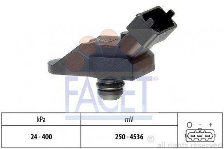 Датчик давления наддува (3 конт.) BMW 3(E46)/5(E39,E60)/X5(E53) 2.5D/3.0D 98-10 facet 10.3115