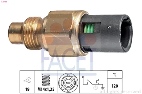 Датчик температуры (указатель/120°C) RENAULT 19 88-95/KANGOO 97-08 1.4i/TRAFIC 89-97 2.2 facet 74048 Рено Кенго 1