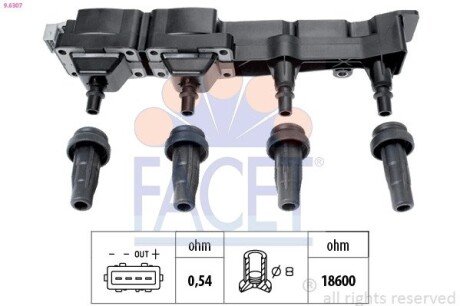 Катушка (модуль) зажигания facet 9.6307 на Ситроен Ксара пикассо