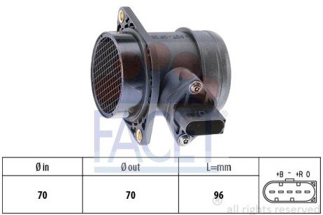 Расходомер воздуха (5 конт.) VW T4/ LT II 1.9D/2.5D 95-06 (L=96) facet 10.1284 на Форд Галакси