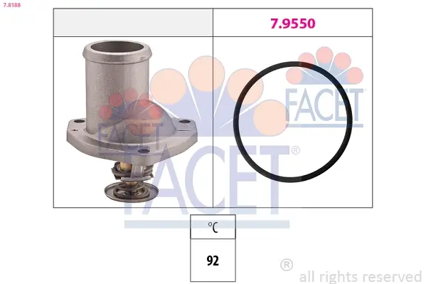Термостат Opel Ascona C/Kadett E/Omega A/Vectra A 1.8-2.0 82-02 (92C) с прокладкой facet 78188