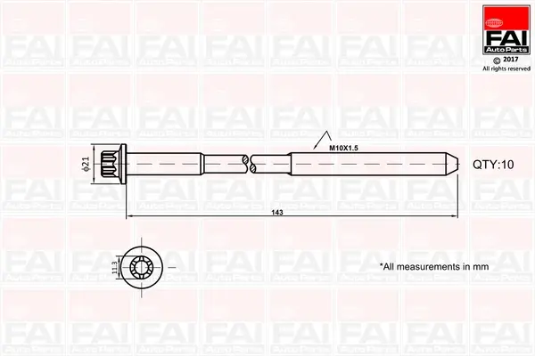FORD К-кт болтов головки блока Focus, Fusion, Fiesta, 1.4/1.6 98- FAI B489