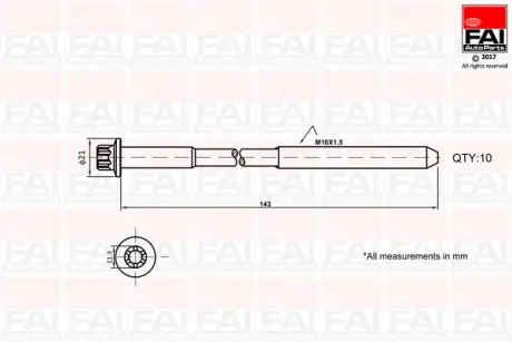 FORD К-кт болтов головки блока Focus, Fusion, Fiesta, 1.4/1.6 98- FAI B489
