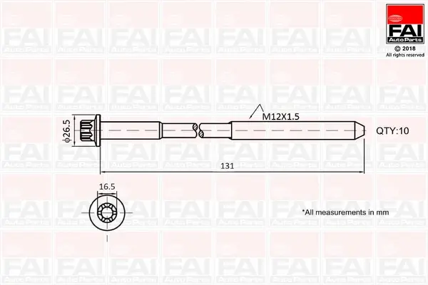 RENAULT К-кт болтов головки блока Nissan,Opel Vivaro,Movano,Master II, Trafic II FAI B896
